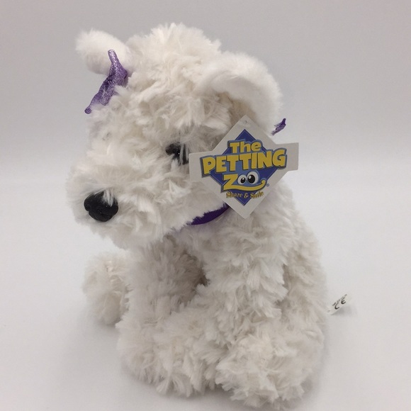 The Petting Zoo White Fluffy Plush Stuffed Animal Girl Puppy Dog Purple … - Picture 11 of 11